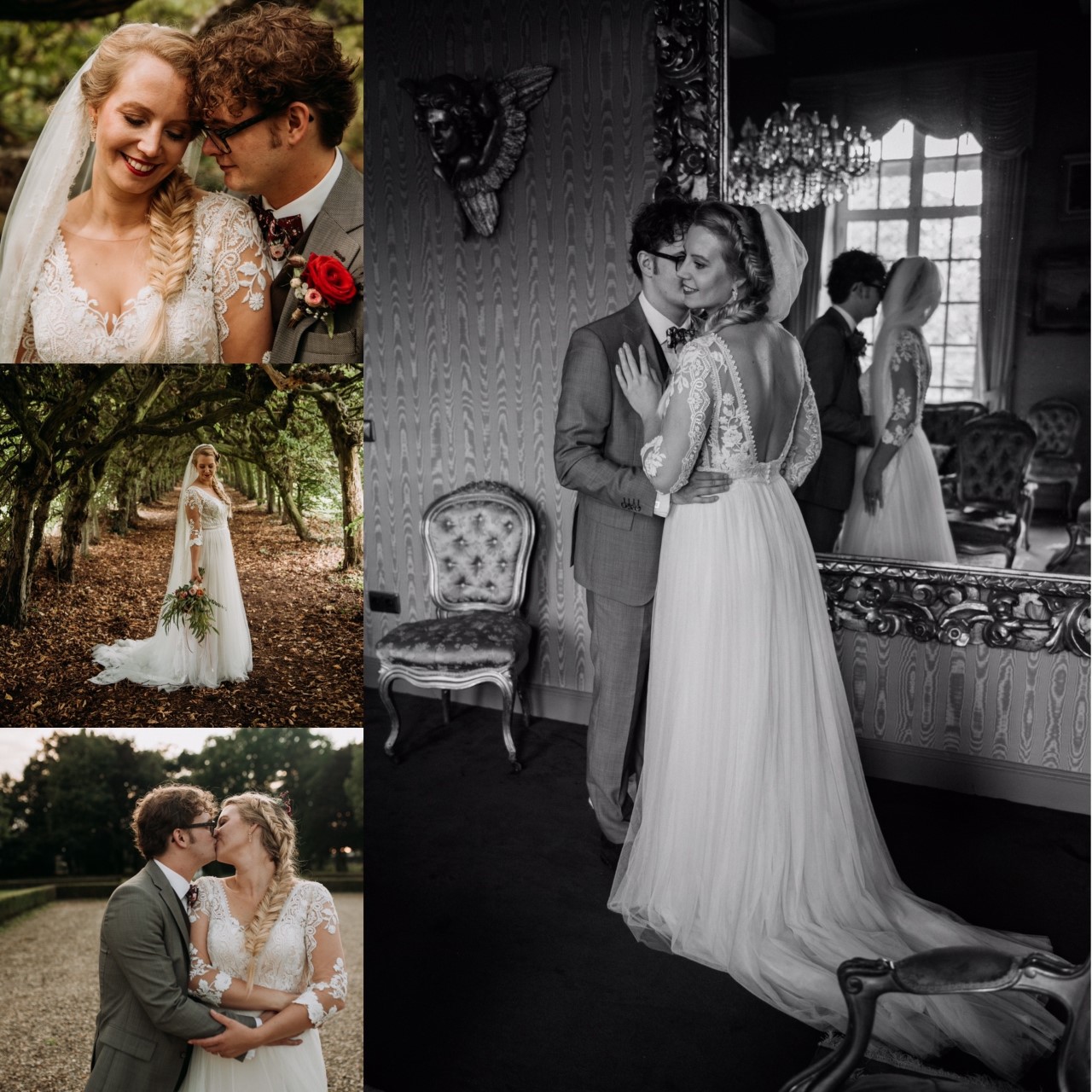 collage ilona in bruidsjurk