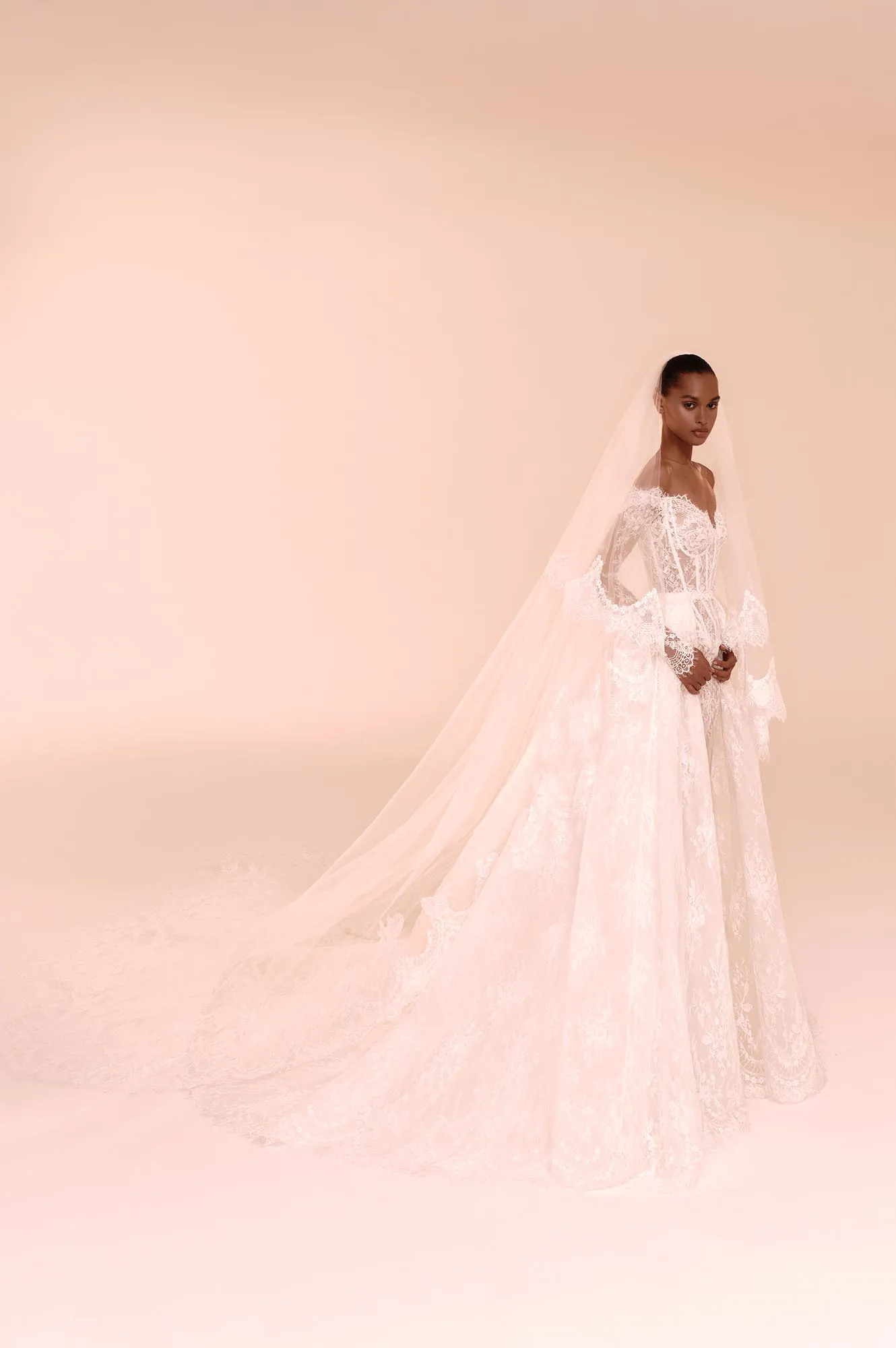 Zuhair Murad Mariage Fall 2026 Look 13 strapless satin ball gown wedding dress with embellished corset and full skirt